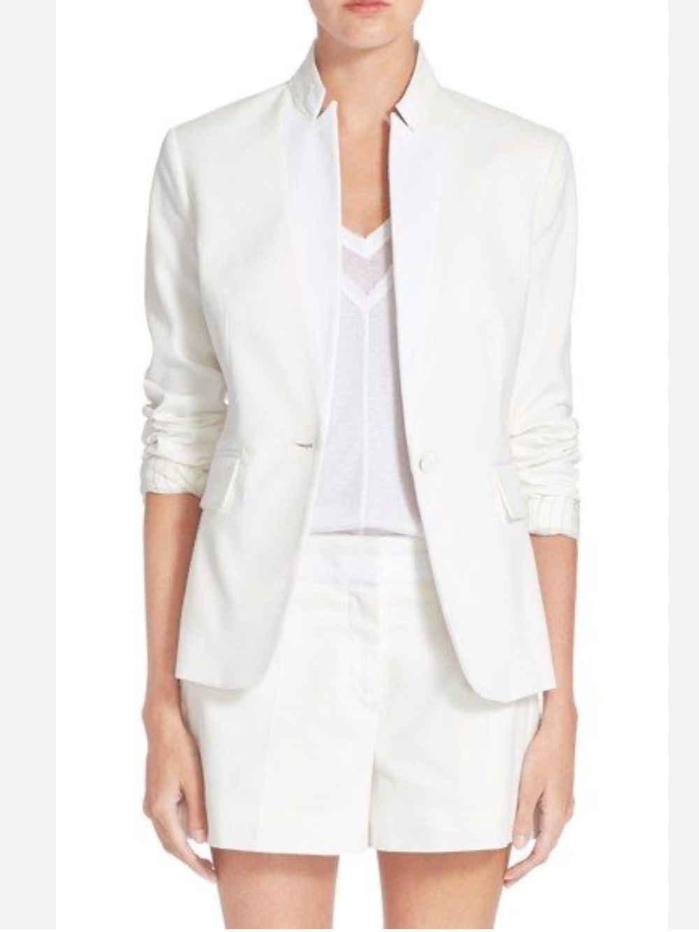 rag & bone White Open-Front Tailored Blazer rag & bone 'Archer Cotton Blazer 00